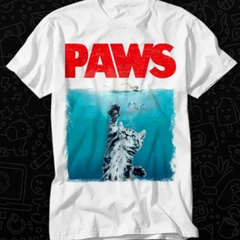 Paws Kitten Jaws Cute Cat Fun T Shirt Gift For Womens Mens Unisex Top Adult Tee